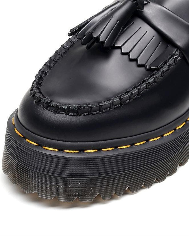 TALKLESSFASHION Leiyu tassel loafers, female genuine leather low-top small leather shoes, British fashion thick-soled student versatile casual shoes 5cm