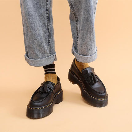 TALKLESSFASHION Leiyu tassel loafers, female genuine leather low-top small leather shoes, British fashion thick-soled student versatile casual shoes 5cm