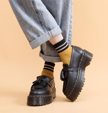 THETLSTUDIO Leiyu tassel loafers, female genuine leather low-top small leather shoes, British fashion thick-soled student versatile casual shoes 5cm