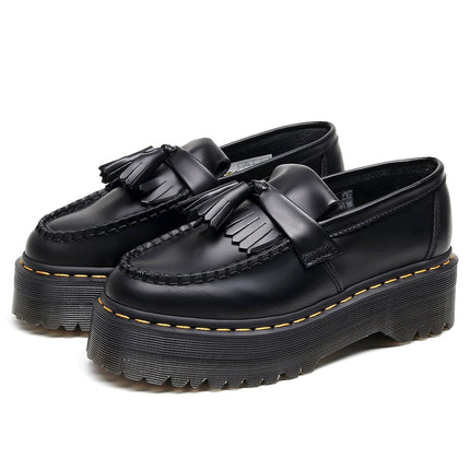 TALKLESSFASHION Leiyu tassel loafers, female genuine leather low-top small leather shoes, British fashion thick-soled student versatile casual shoes 5cm