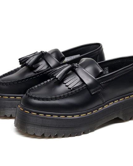 TALKLESSFASHION Leiyu tassel loafers, female genuine leather low-top small leather shoes, British fashion thick-soled student versatile casual shoes 5cm