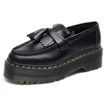 TALKLESSFASHION Leiyu tassel loafers, female genuine leather low-top small leather shoes, British fashion thick-soled student versatile casual shoes 5cm