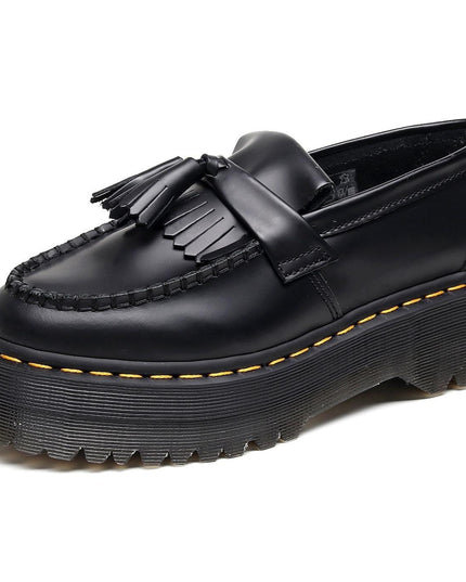 TALKLESSFASHION Leiyu tassel loafers, female genuine leather low-top small leather shoes, British fashion thick-soled student versatile casual shoes 5cm
