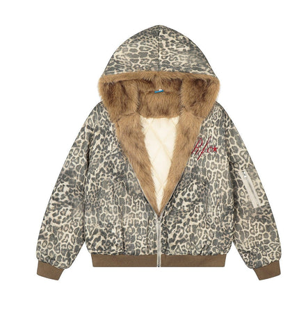 THETLSTUDIO Leopard Plush Mountain Padded Jacket