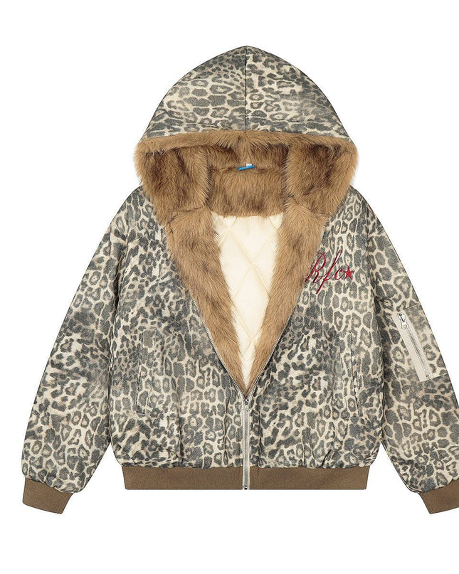 TALKLESSFASHION Leopard Plush Mountain Padded Jacket