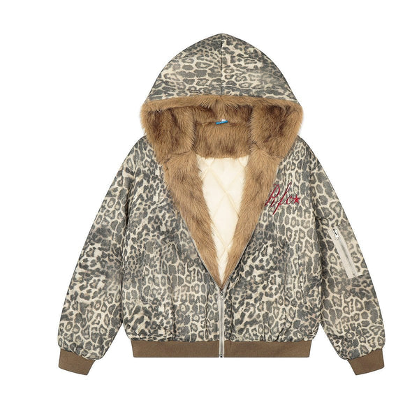 Leopard Plush Mountain Padded Jacket