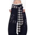 TALKLESSFASHION Letter-Pleated Lazy-Style Scimitar Slacks