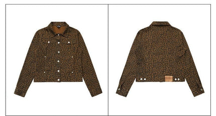THETLSTUDIO Light Yao Women's Clothing|American Retro Lapel Leopard Print Short Jacket Jacket Women's Slim Slim Slim Niche Design Top