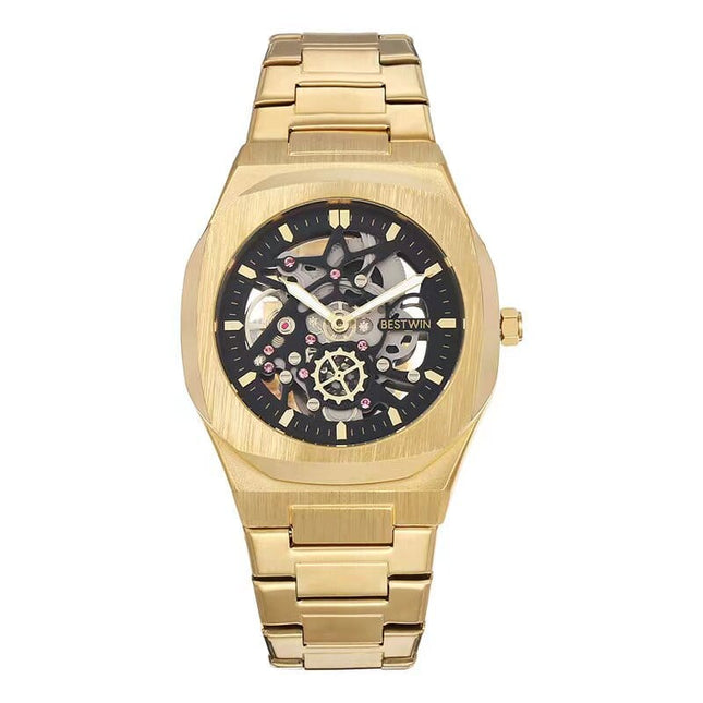 TALKLESSFASHION Local gold black Steel Band Waterproof Quartz Small Square Watch