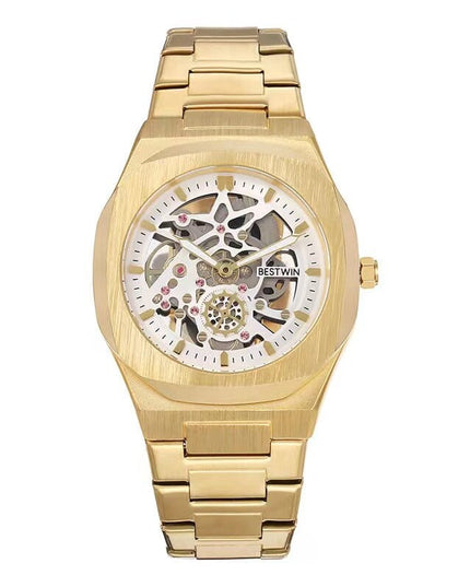 TALKLESSFASHION Local gold white Steel Band Waterproof Quartz Small Square Watch