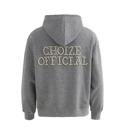 TALKLESSFASHION loose two-way zipper letter hooded sweatshirt