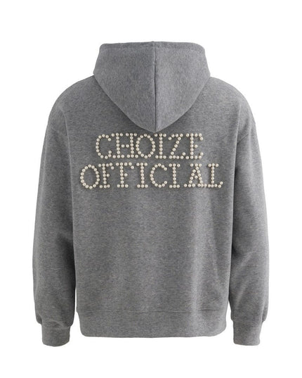 TALKLESSFASHION loose two-way zipper letter hooded sweatshirt