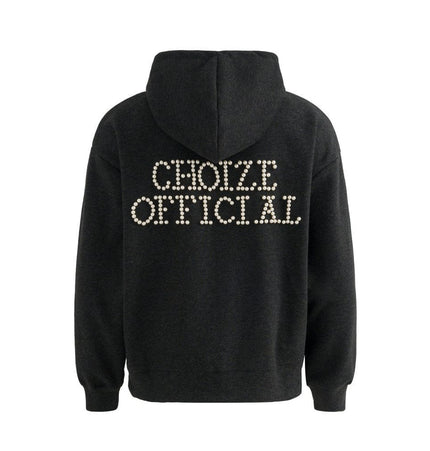 TALKLESSFASHION loose two-way zipper letter hooded sweatshirt