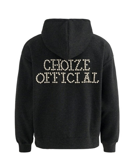 TALKLESSFASHION loose two-way zipper letter hooded sweatshirt