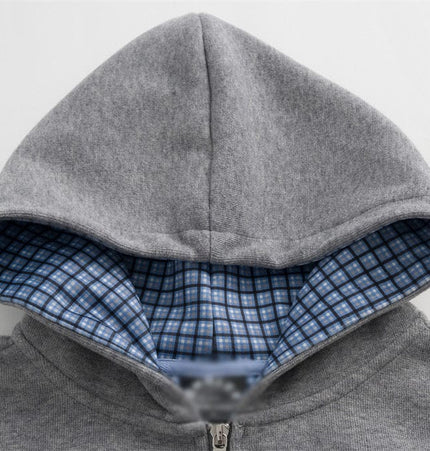 TALKLESSFASHION loose two-way zipper letter hooded sweatshirt