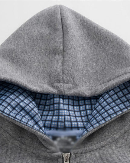 TALKLESSFASHION loose two-way zipper letter hooded sweatshirt