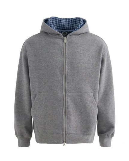 TALKLESSFASHION loose two-way zipper letter hooded sweatshirt