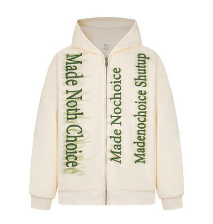TALKLESSFASHION M / apricot high street trendy zip Letter print hoodie