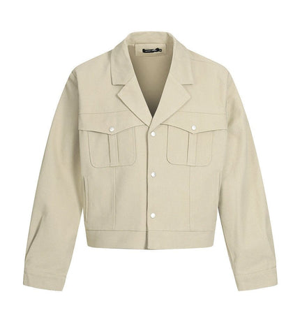 TALKLESSFASHION M / apricot TALKLESSFASHION: Urban Edge Cropped Cargo Jacket