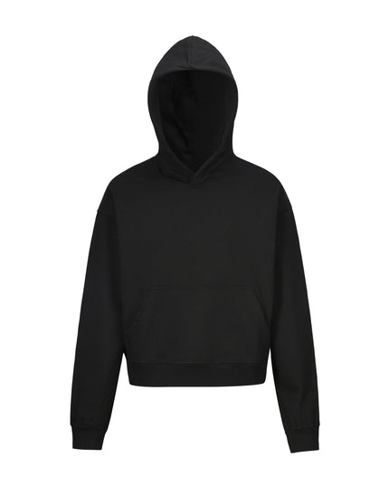 TALKLESSFASHION M / black 0039 American retro trend men's and women's high street version design solid color men's pullover short wide hooded sweatshirt