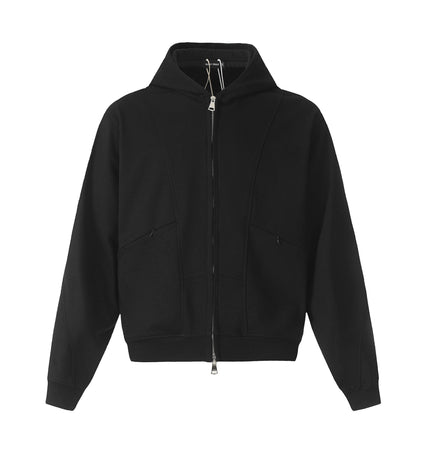 TALKLESSFASHION M / black 0172 American men's and women's high-end trend solid color deconstructed jacket design men's loose cardigan hooded sweatshirt