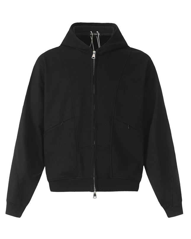 TALKLESSFASHION M / black 0172 American men's and women's high-end trend solid color deconstructed jacket design men's loose cardigan hooded sweatshirt