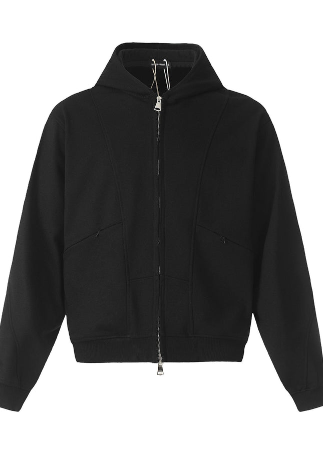 TALKLESSFASHION M / black 0172 American men's and women's high-end trend solid color deconstructed jacket design men's loose cardigan hooded sweatshirt