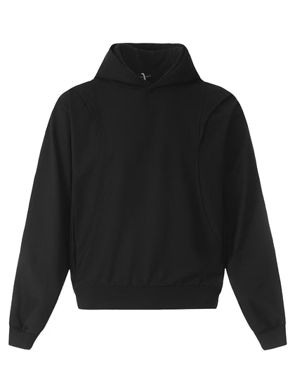TALKLESSFASHION M / black 0173 American high-end trend solid color neutral deconstructed coat design men's loose cardigan hooded sweatshirt