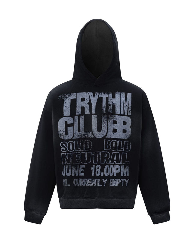 TALKLESSFASHION M / black 27112 Fall/Winter American Retro High-End Neutral Letter Print Design Washed Heavy Men's Hooded Sweatshirt