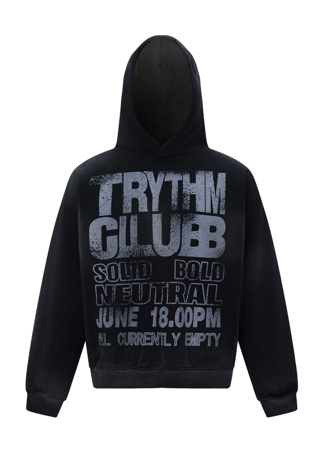 TALKLESSFASHION M / black 27112 Fall/Winter American Retro High-End Neutral Letter Print Design Washed Heavy Men's Hooded Sweatshirt