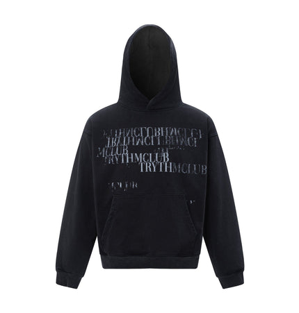 TALKLESSFASHION M / black 27245 American retro high-end neutral letter design neutral thickened men's heavy loose hooded sweatshirt