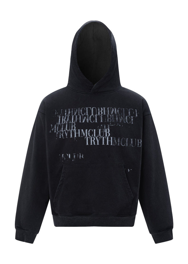 TALKLESSFASHION M / black 27245 American retro high-end neutral letter design neutral thickened men's heavy loose hooded sweatshirt