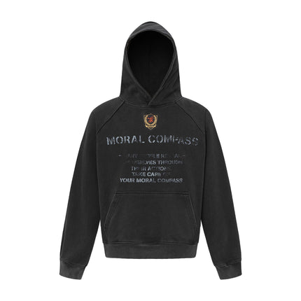 TALKLESSFASHION M / black 27258 American retro neutral high-end sense old sense deconstruction design men's heavy loose hooded sweatshirt