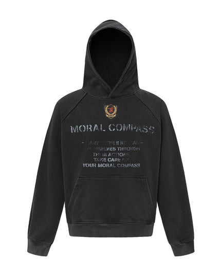 TALKLESSFASHION M / black 27258 American retro neutral high-end sense old sense deconstruction design men's heavy loose hooded sweatshirt