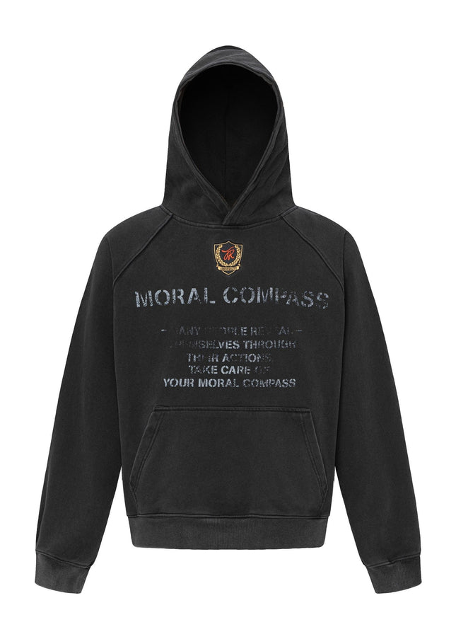 TALKLESSFASHION M / black 27258 American retro neutral high-end sense old sense deconstruction design men's heavy loose hooded sweatshirt