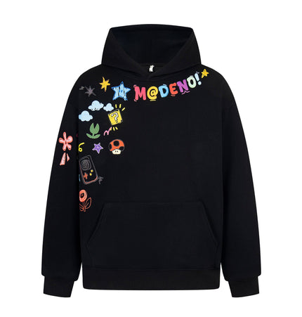 THETLSTUDIO M / black 2726 American retro high street trend men's and women's high-end sense fun color print design men's hooded sweatshirt
