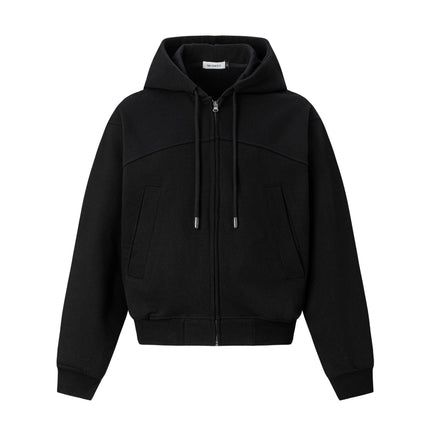 TALKLESSFASHION M / black 27378 American retro unisex high-end solid color deconstructed design men's heavy loose hooded sweatshirt