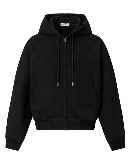 TALKLESSFASHION M / black 27378 American retro unisex high-end solid color deconstructed design men's heavy loose hooded sweatshirt