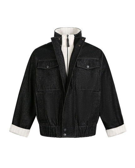 TALKLESSFASHION M / black Chaotic Contrast Patchwork Street Jacket
