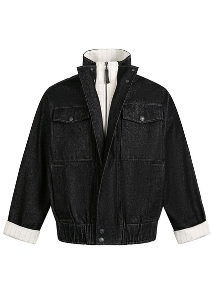 THETLSTUDIO M / black Chaotic Contrast Patchwork Street Jacket