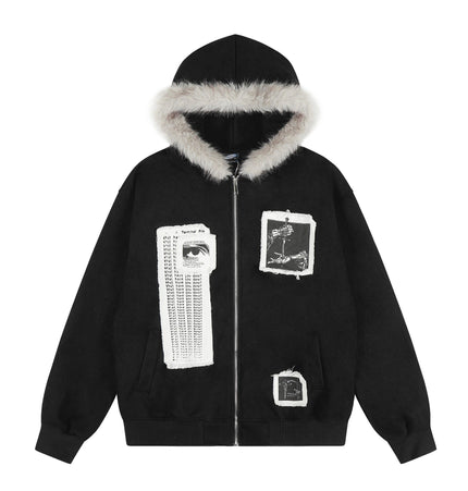 TALKLESSFASHION M / black EON 26 spring new spot American street trendy high street individual pattern hooded jacket jacket men
