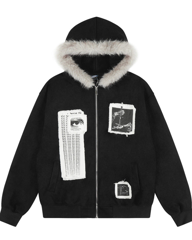 TALKLESSFASHION M / black EON 26 spring new spot American street trendy high street individual pattern hooded jacket jacket men