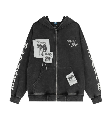 THETLSTUDIO M / black EON 26 spring new spot American street trendy high street individual pattern hooded sweatshirt jacket for men