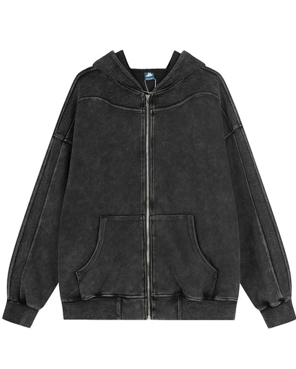 TALKLESSFASHION M / black EON 26 spring new spot American street trendy high street personality washed hooded sweatshirt jacket men