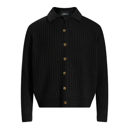 TALKLESSFASHION M / black GXFortune American Vintage Button-Down Cardigan Sweater Cleanfit Versatile Lazy Short Knit
