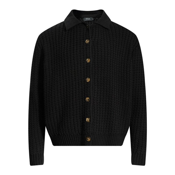 THETLSTUDIO M / black GXFortune American Vintage Button-Down Cardigan Sweater Cleanfit Versatile Lazy Short Knit — 2