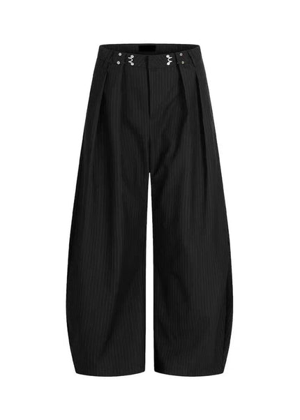 THETLSTUDIO M / Black high quality American vintage pleated design men's and women's spring and autumn vertical stripes wide leg loose straight casual trousers scimitar trousers