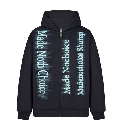 TALKLESSFASHION M / black high street trendy zip Letter print hoodie