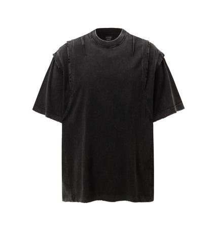THETLSTUDIO M / black Jiaqlo men's 2025 summer new American retro functional trend brand tee heavy wash short sleeve t-shirt men