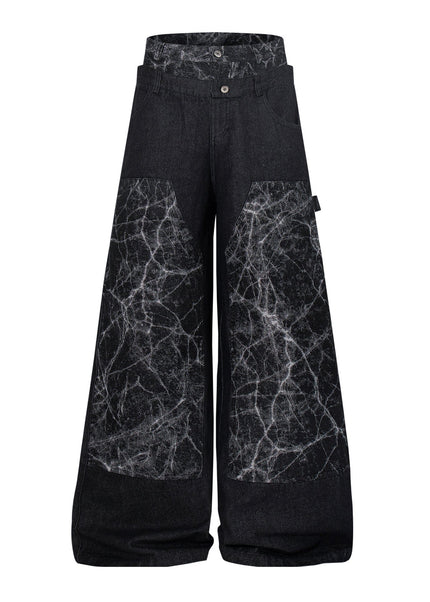 THETLSTUDIO M / black Jiayiku 2026 new arrivals American high street RO style heavy washed workwear wide-leg jeans loose logging pants